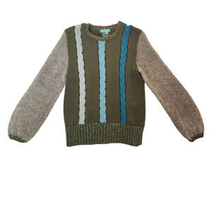 Rose Carmine Sweater Green Blue Mohair Wool Knit Merino Long Sleeves Winter Cozy